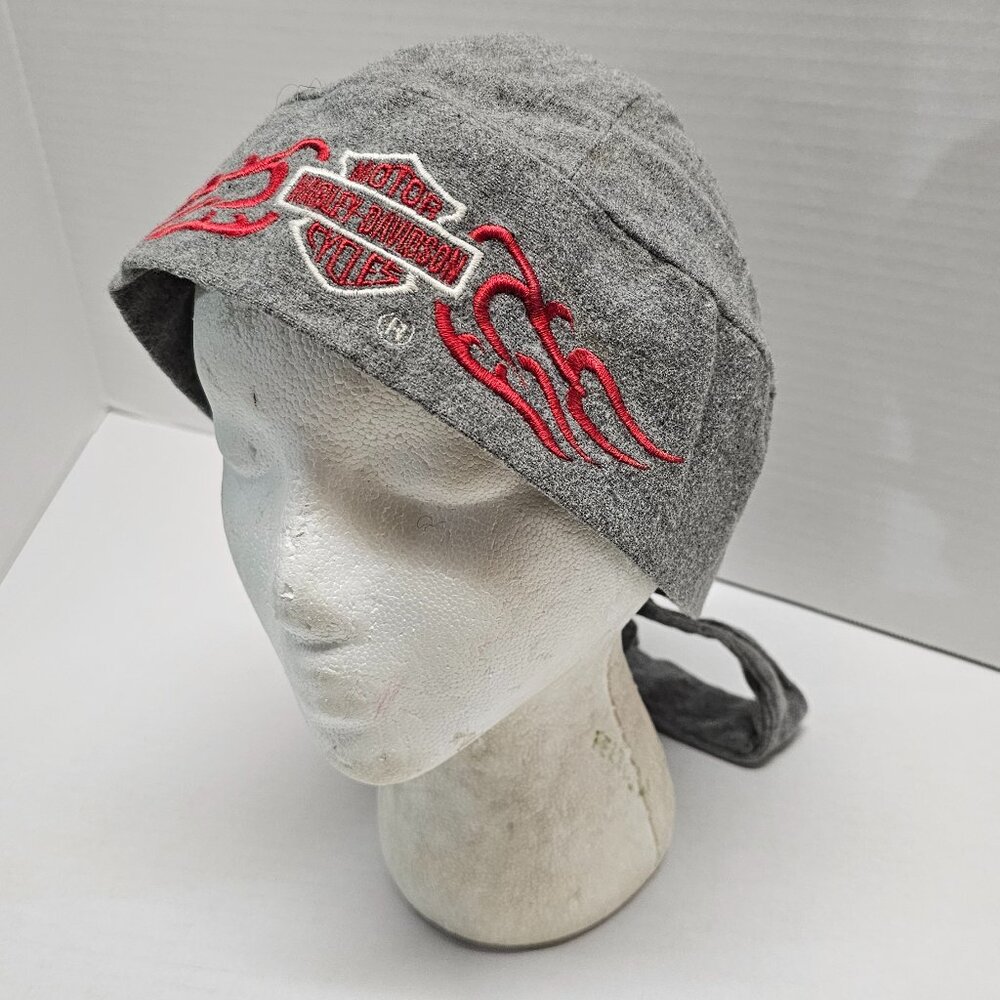 Flannel Gray Red Embroidered Harley Davidson Tie Back Womens Mens Cap Hat USA